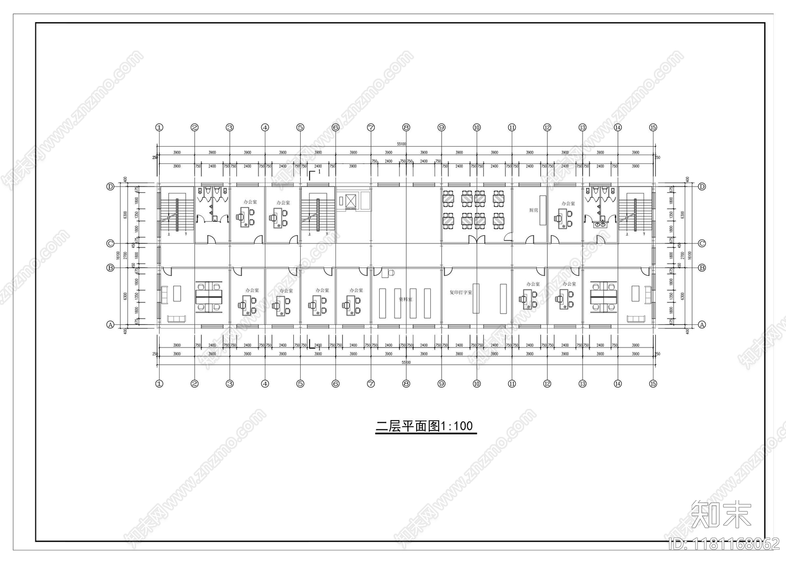 现代简约办公楼建筑施工图下载【ID:1181168062】