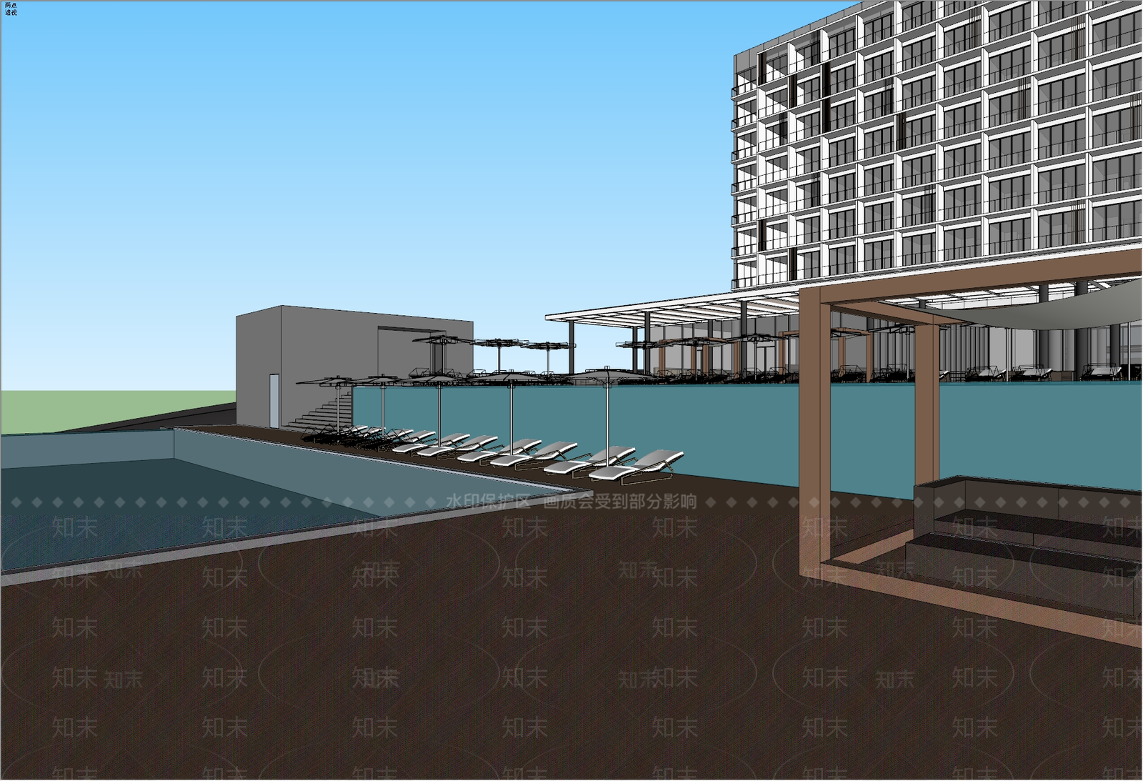现代酒店建筑SU模型下载【ID:1181169186】