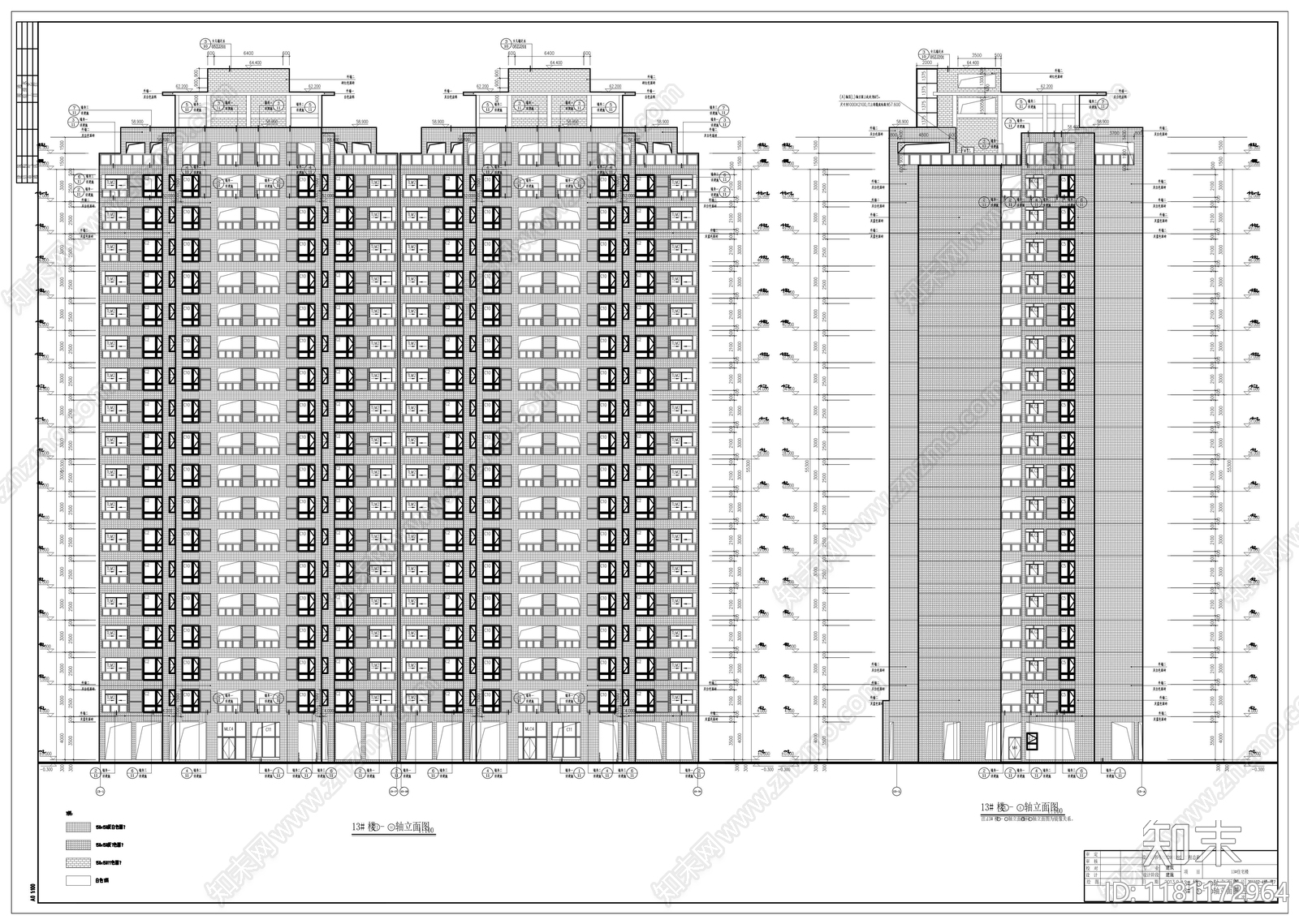 现代住宅楼建筑cad施工图下载【ID:1181172964】