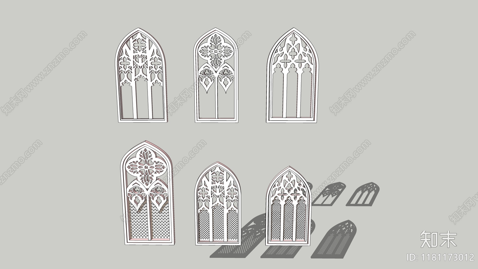 欧式中古镂花窗SU模型下载【ID:1181173012】