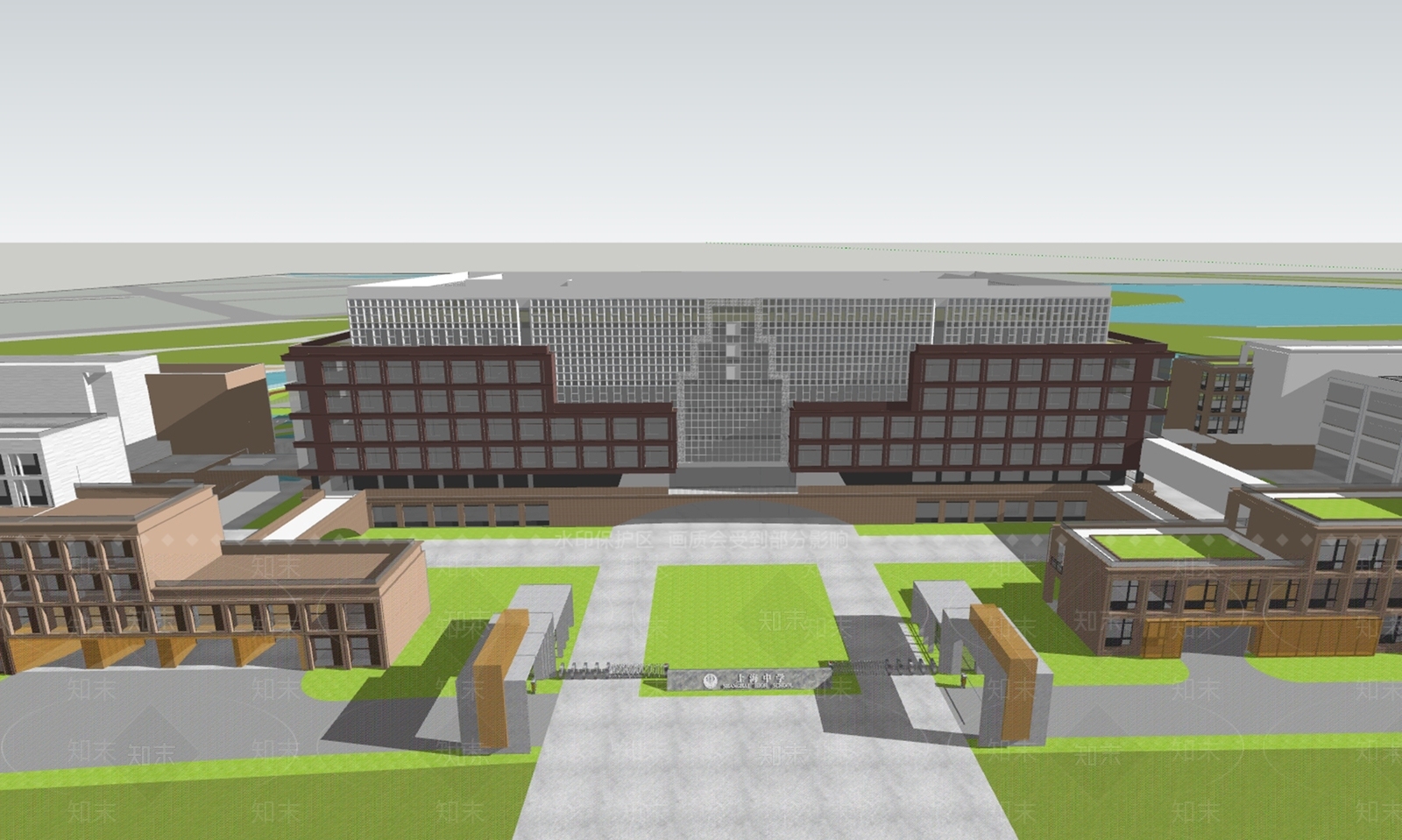 现代学校建筑SU模型下载【ID:1181175816】