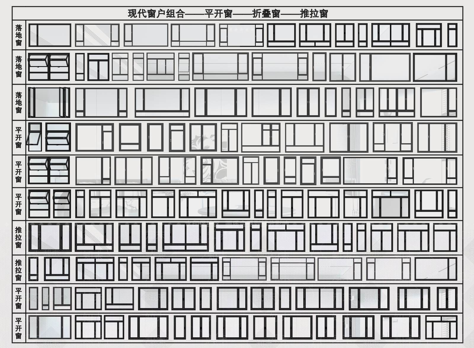 现代窗户组合SU模型下载【ID:1181181460】