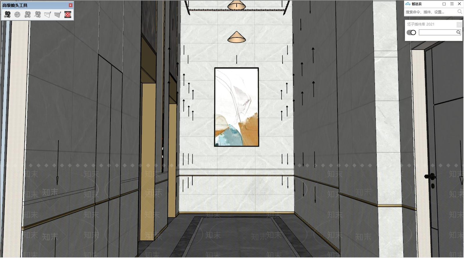 现代简欧电梯厅SU模型下载【ID:1181187930】