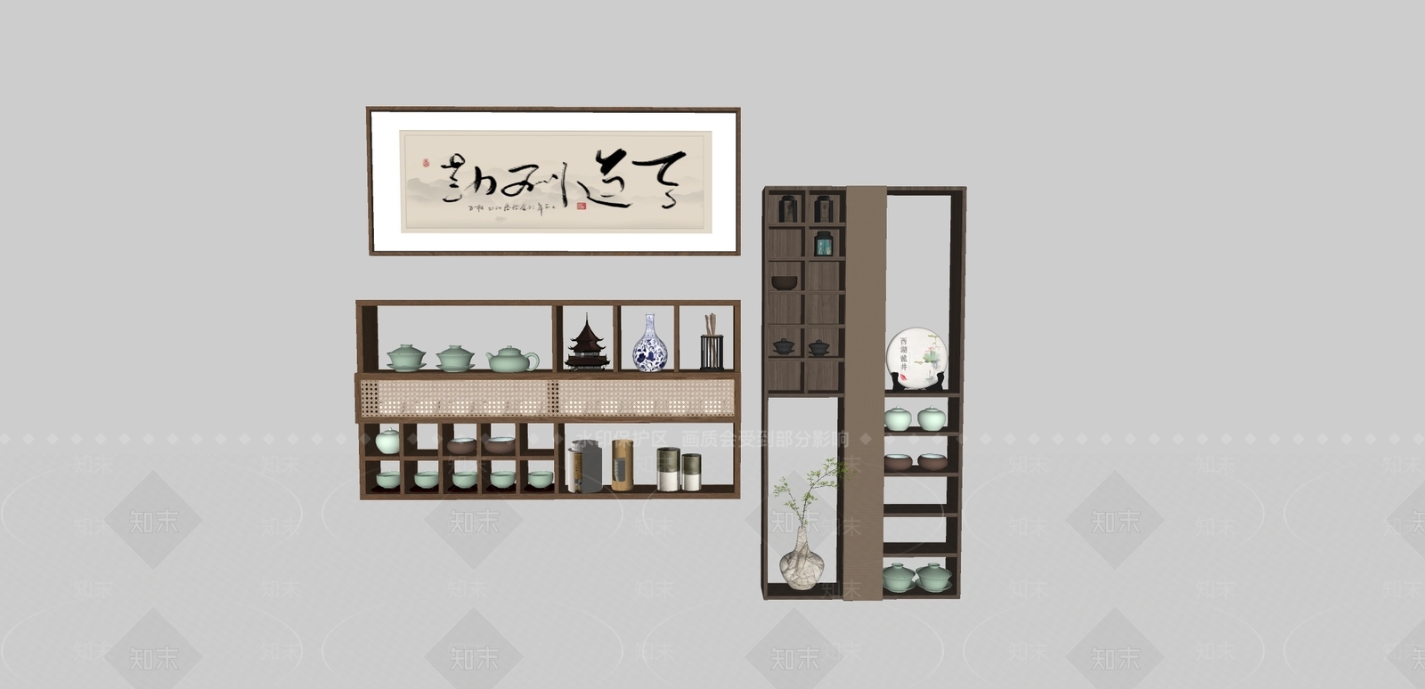 侘寂博古架SU模型下载【ID:1181193175】