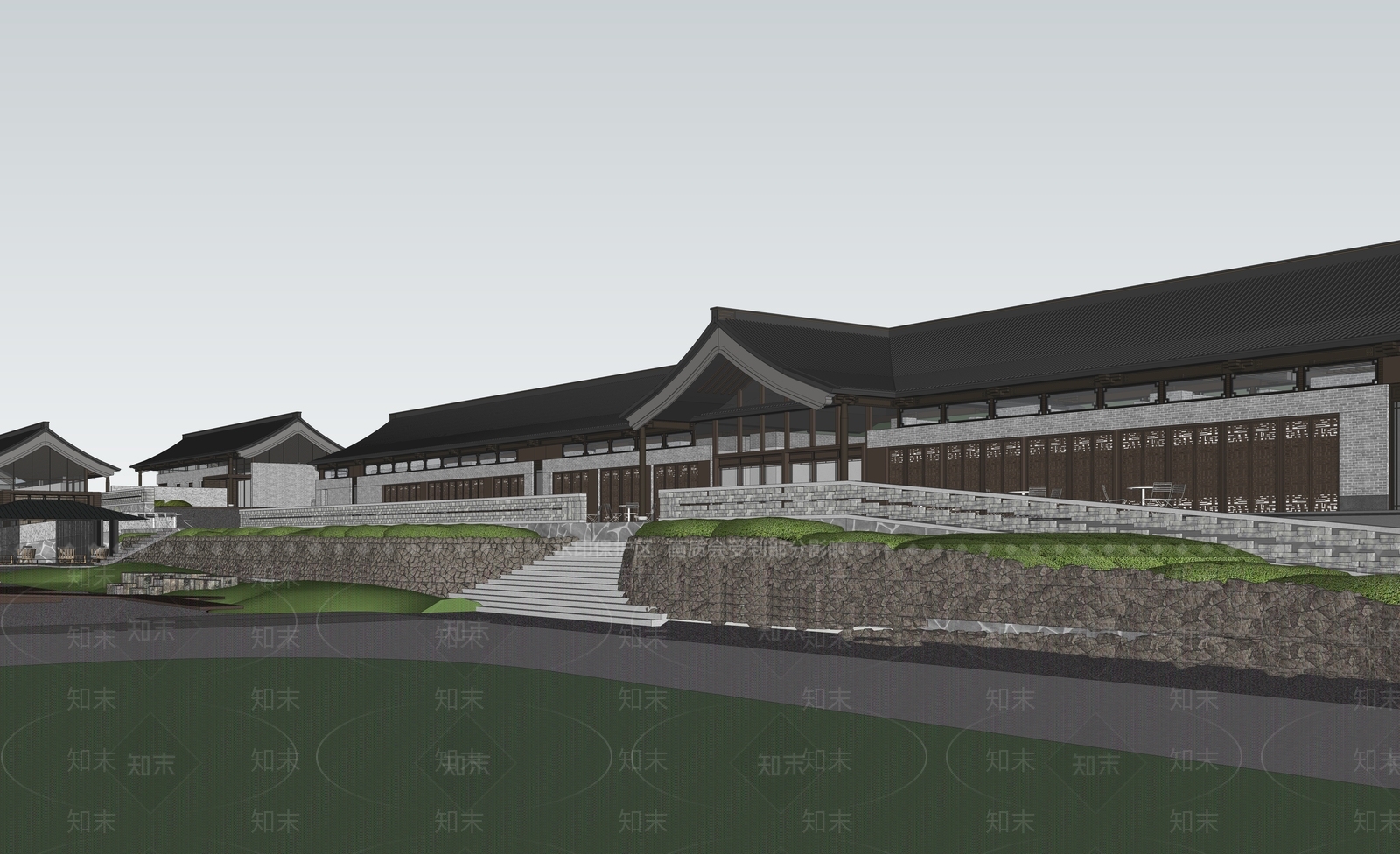 中式小公建SU模型下载【ID:1181198659】