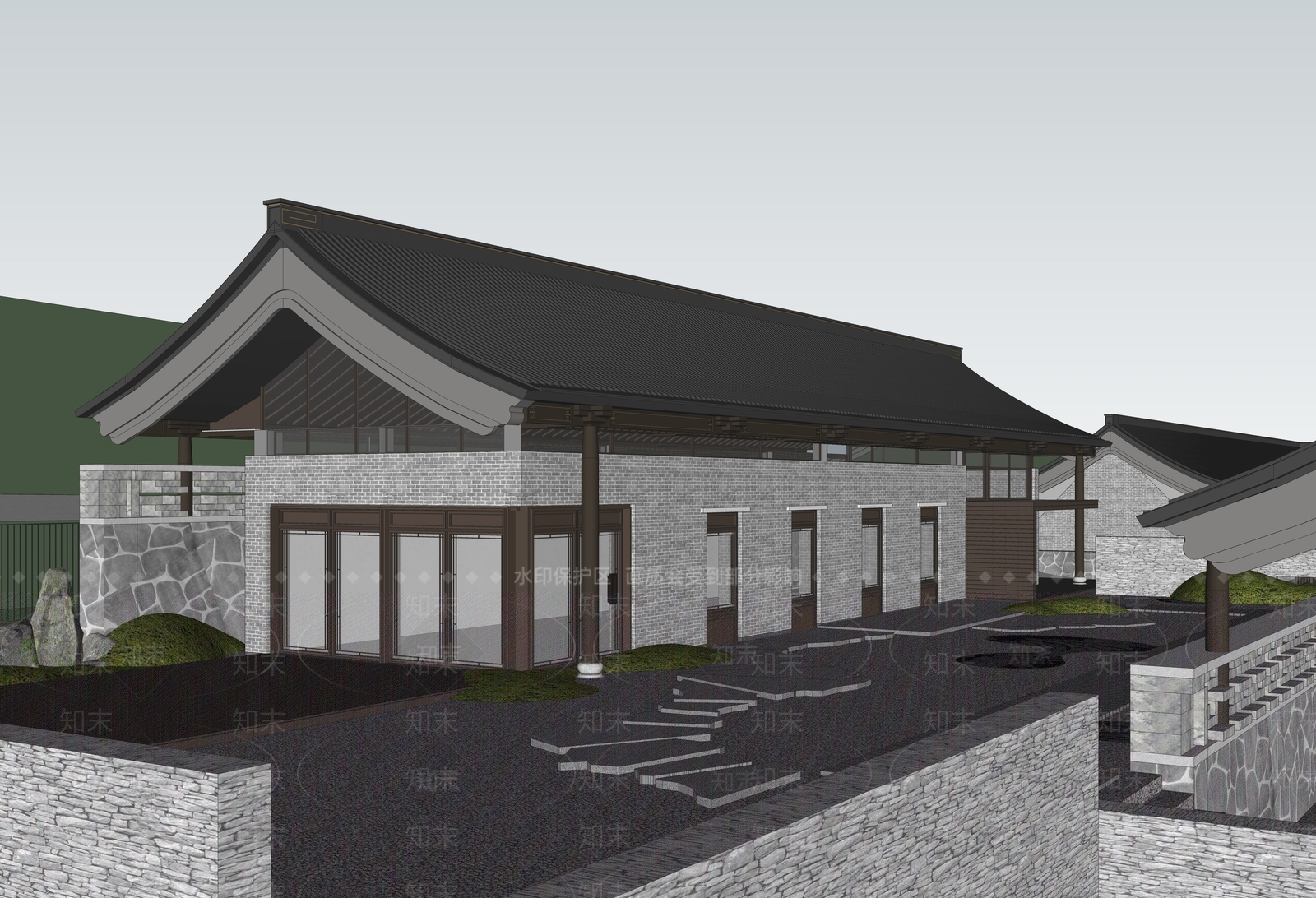 中式小公建SU模型下载【ID:1181198659】