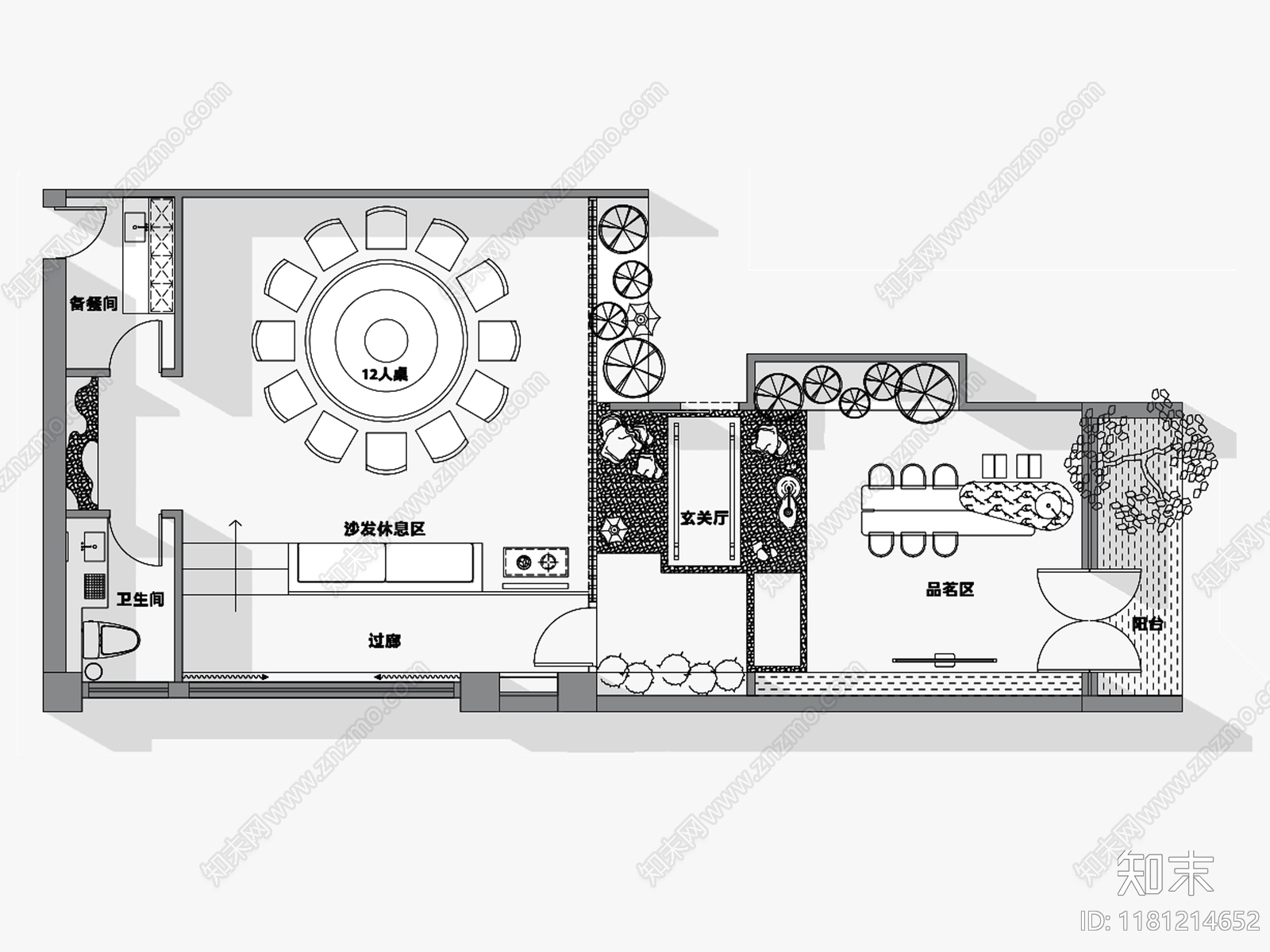 现代中餐厅cad施工图下载【ID:1181214652】