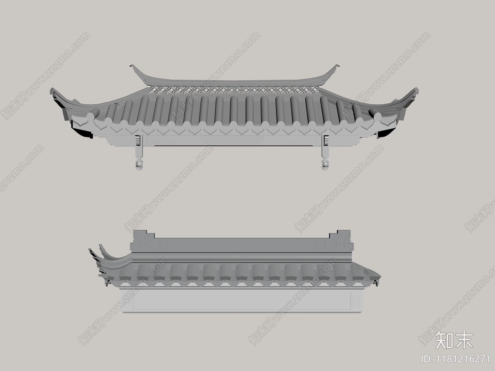 中式屋檐SU模型下载【ID:1181216271】