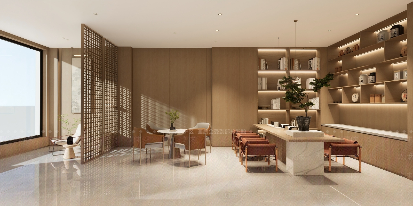 原木现代酒店大堂SU模型下载【ID:1181306037】