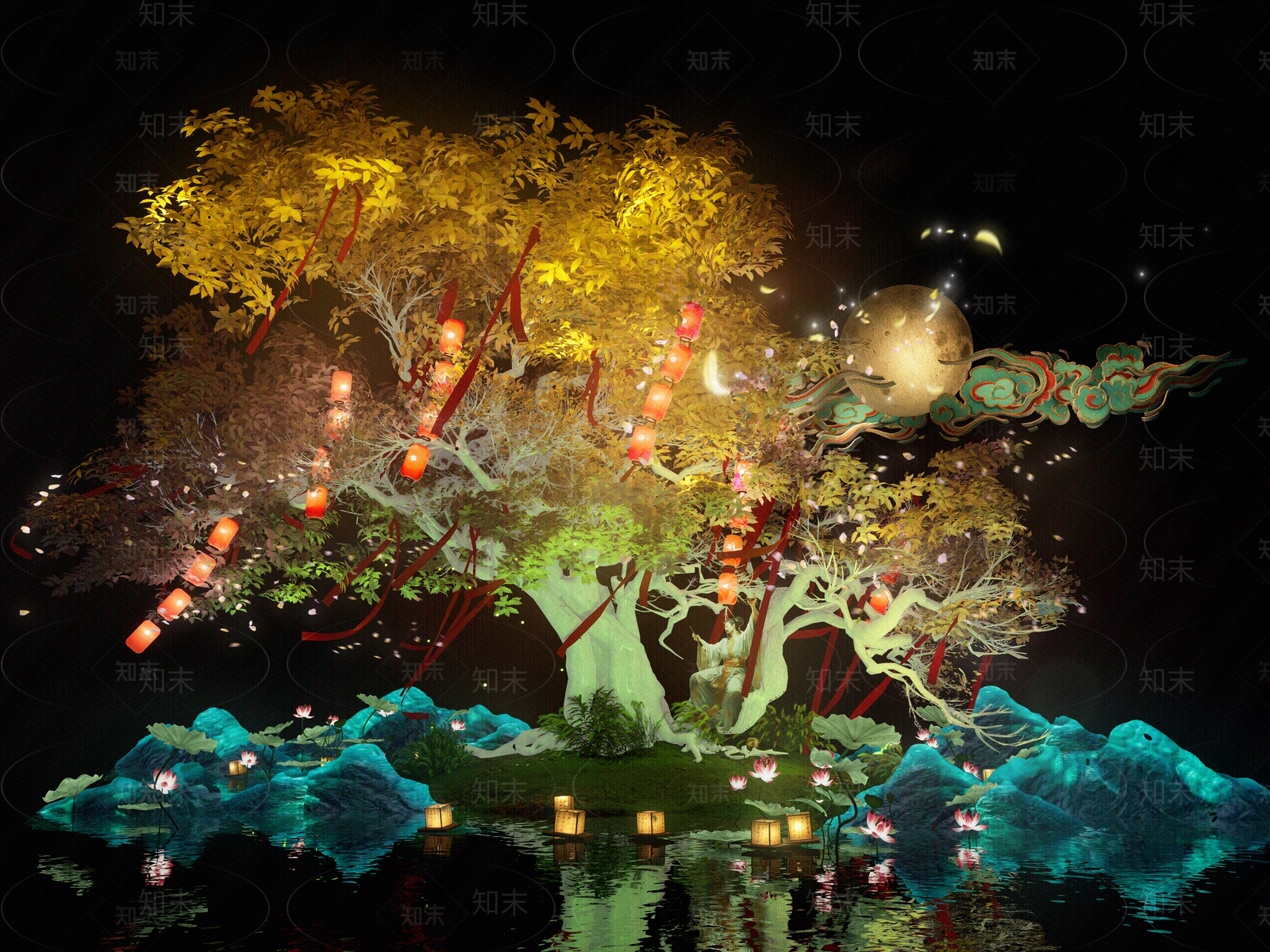 现代新中式壁纸贴图下载【ID:1181221312】