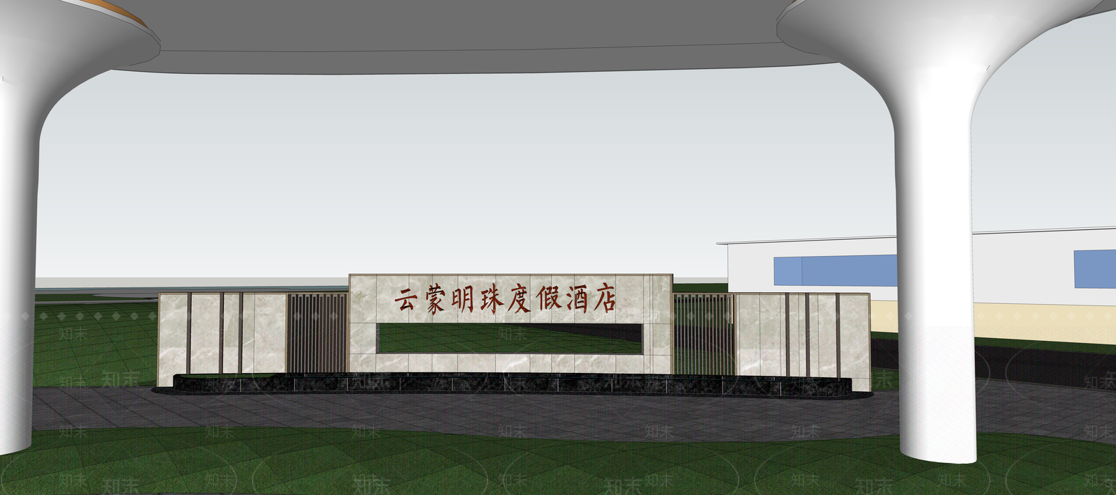 现代广场景观SU模型下载【ID:1181224876】