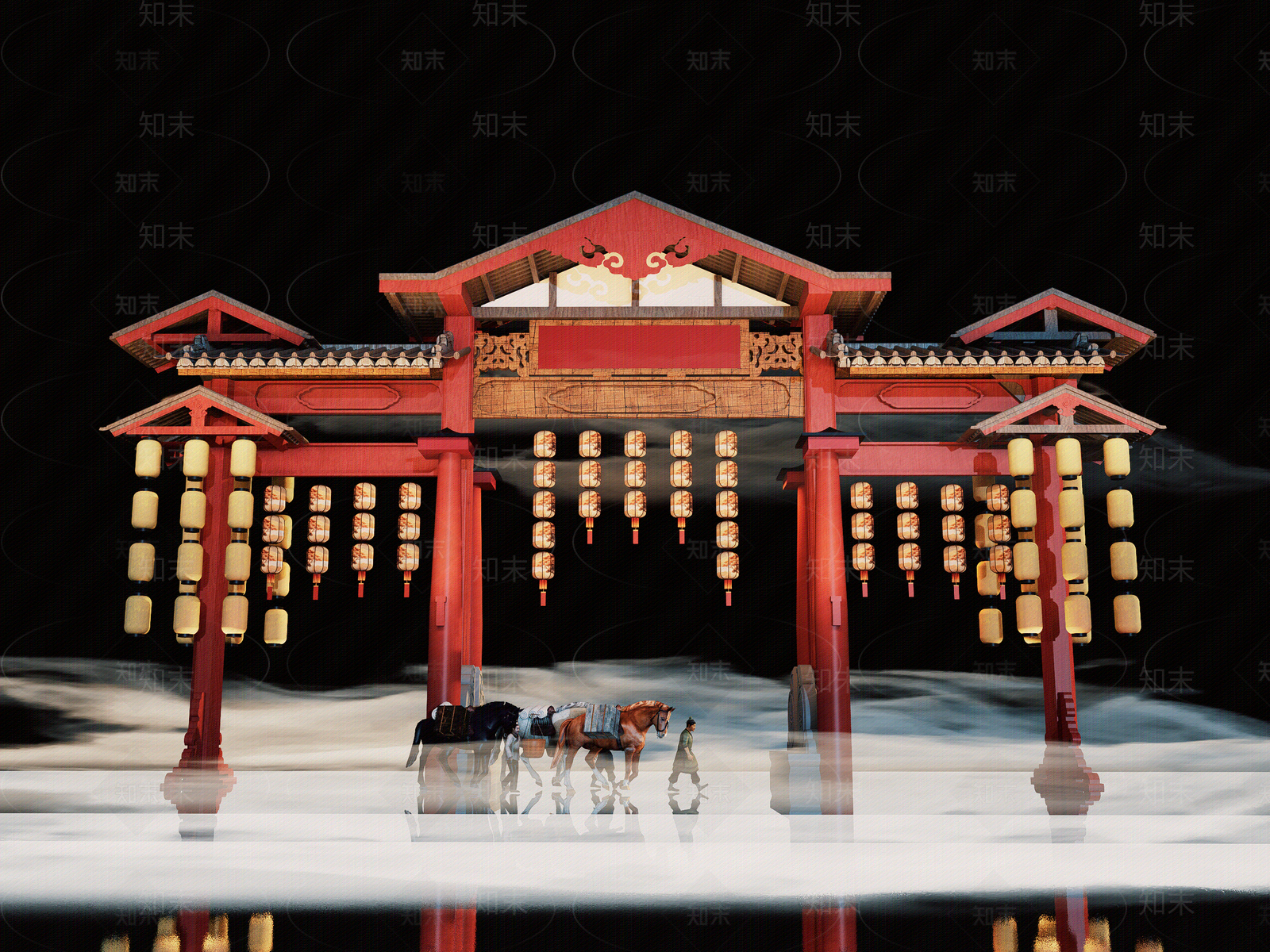 现代新中式街道外景贴图下载【ID:1181225791】