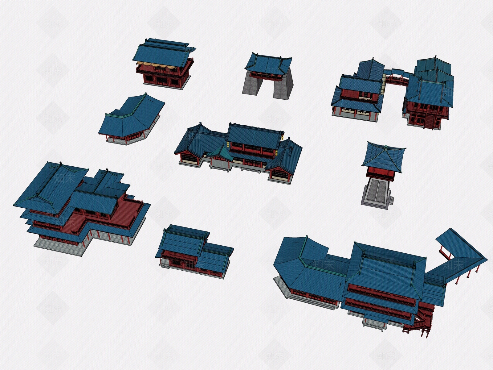 新中式中式城市外景贴图下载【ID:1181226077】