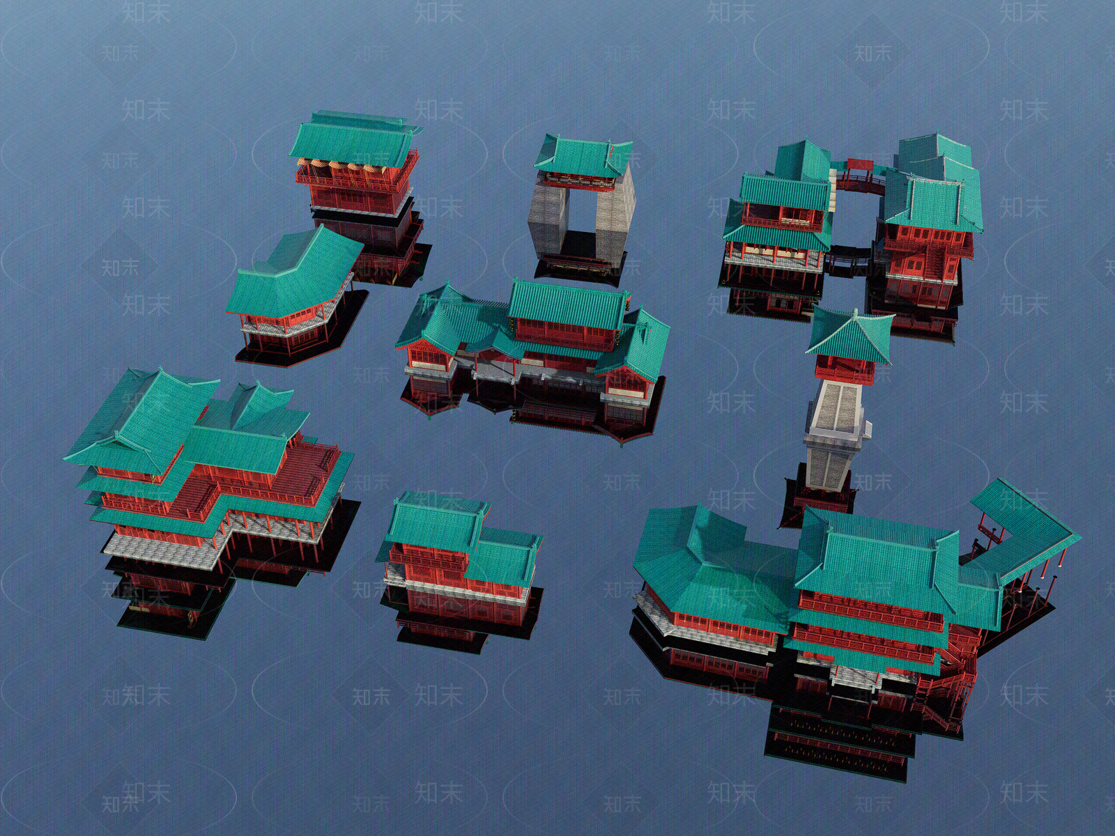 新中式中式城市外景贴图下载【ID:1181226135】