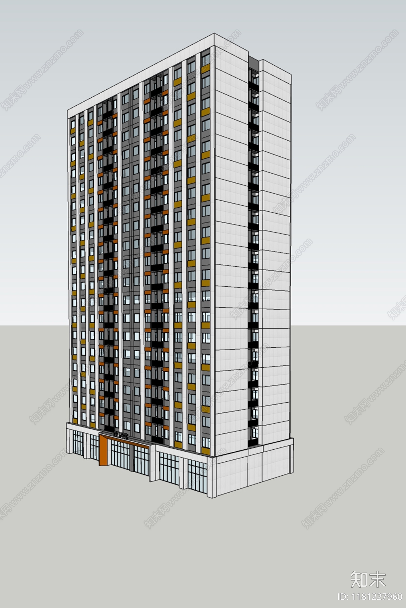 现代高层住宅SU模型下载【ID:1181227960】