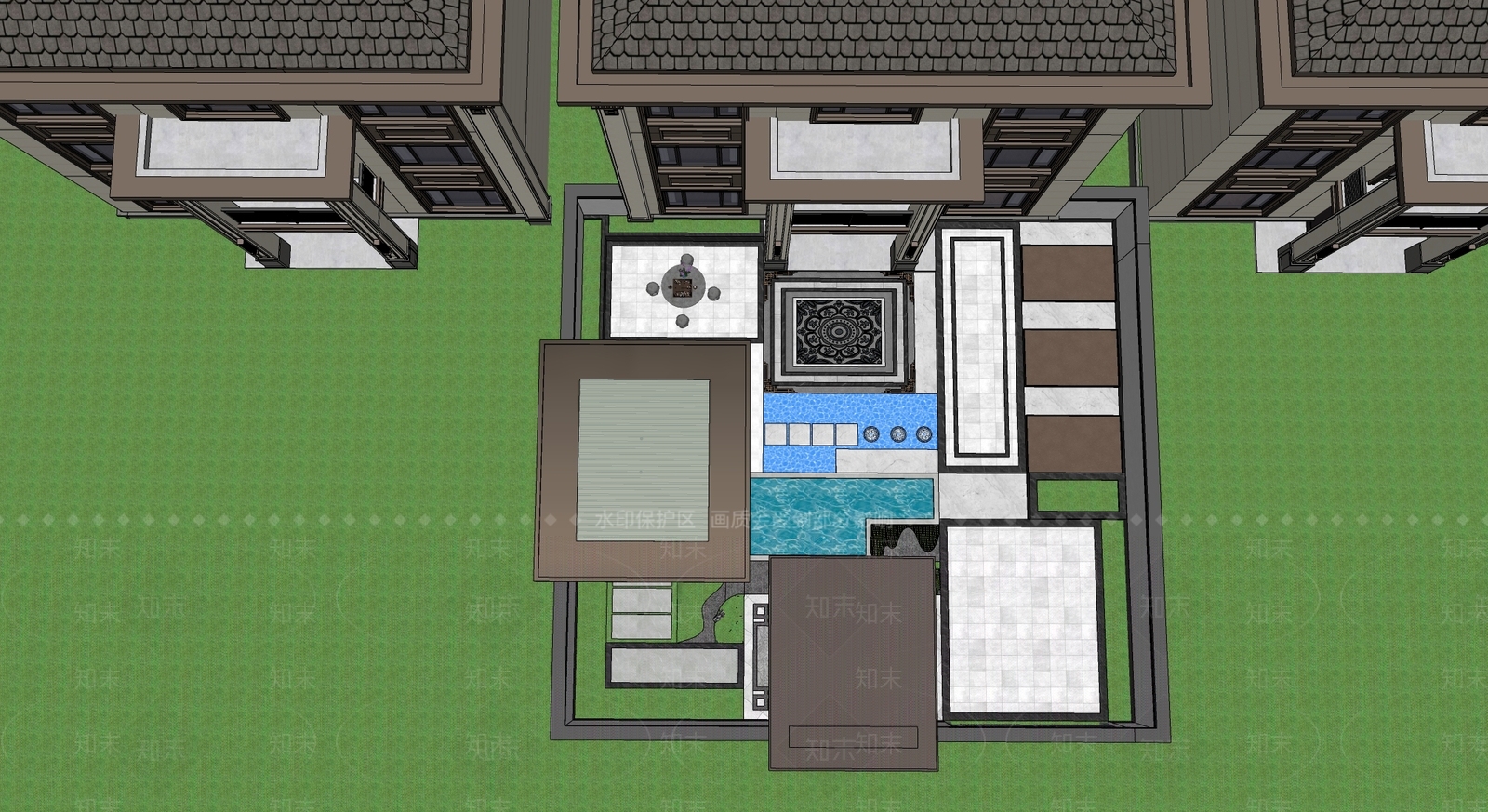 新中式中式别墅庭院SU模型下载【ID:1181231930】