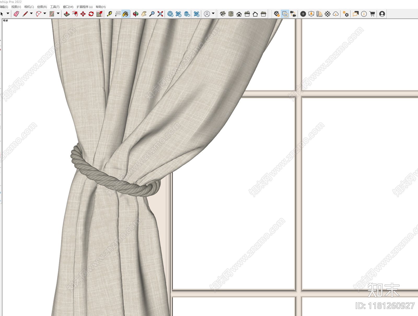 奶油侘寂窗帘SU模型下载【ID:1181260927】
