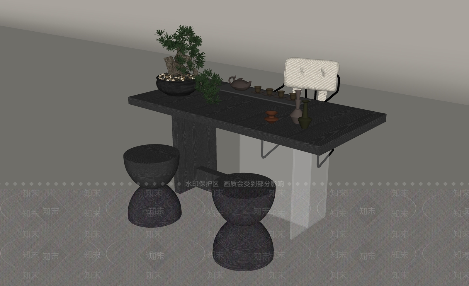 现代茶桌椅SU模型下载【ID:1181234091】