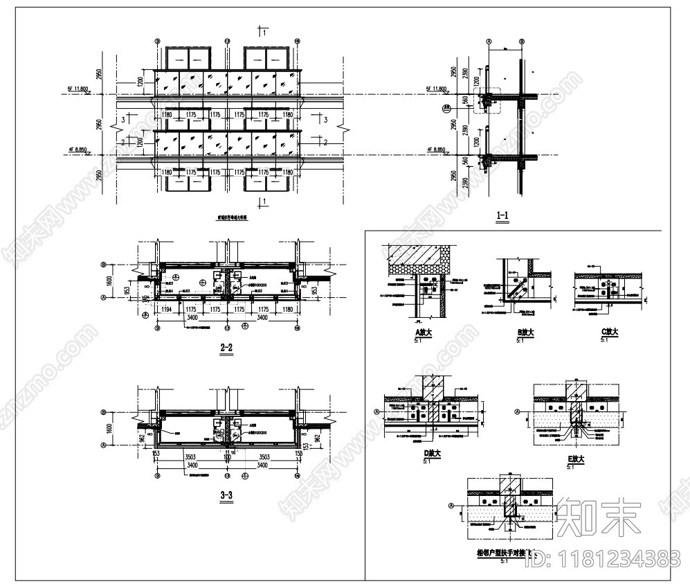 现代住宅楼建筑cad施工图下载【ID:1181234383】