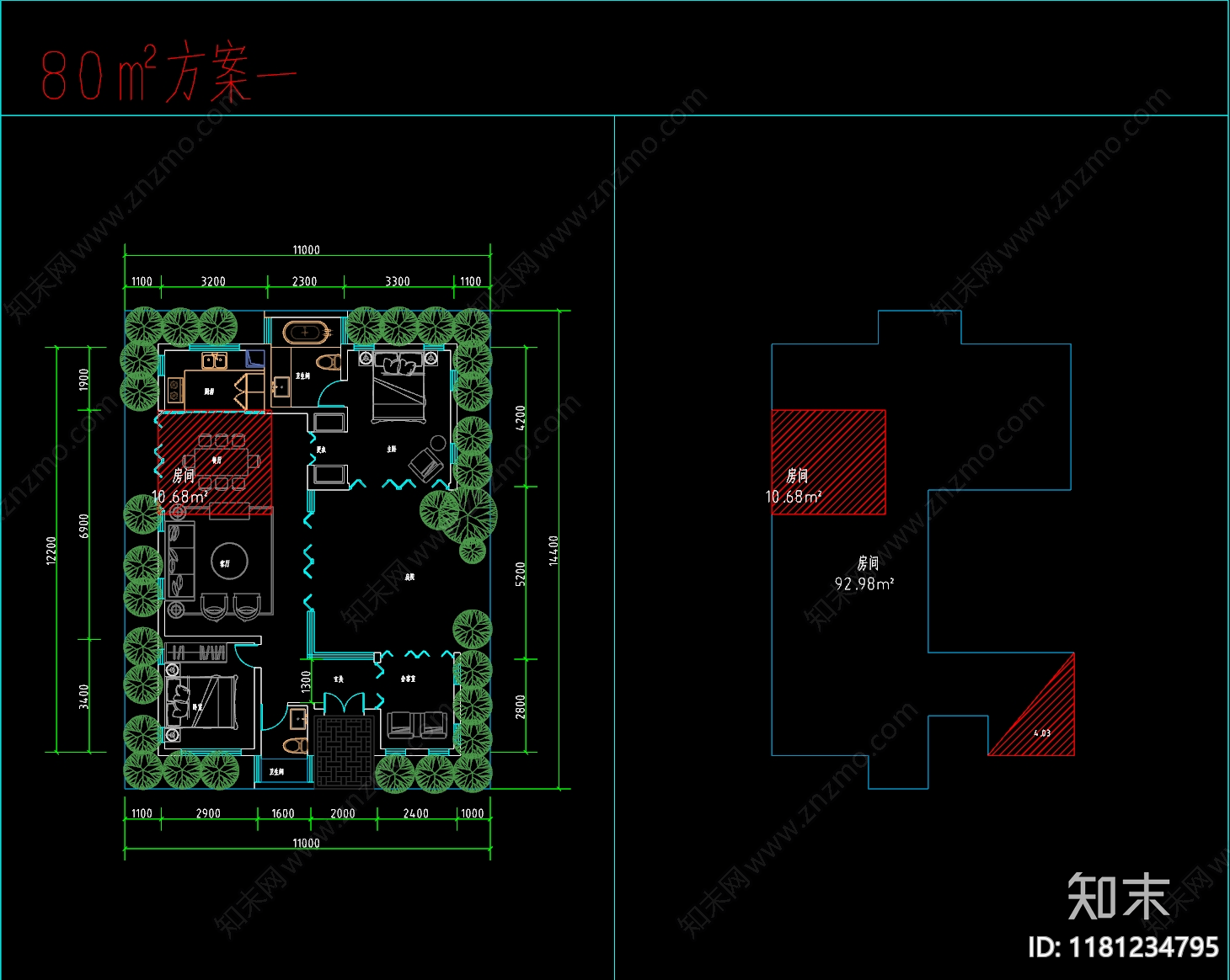 现代中式别墅建筑cad施工图下载【ID:1181234795】