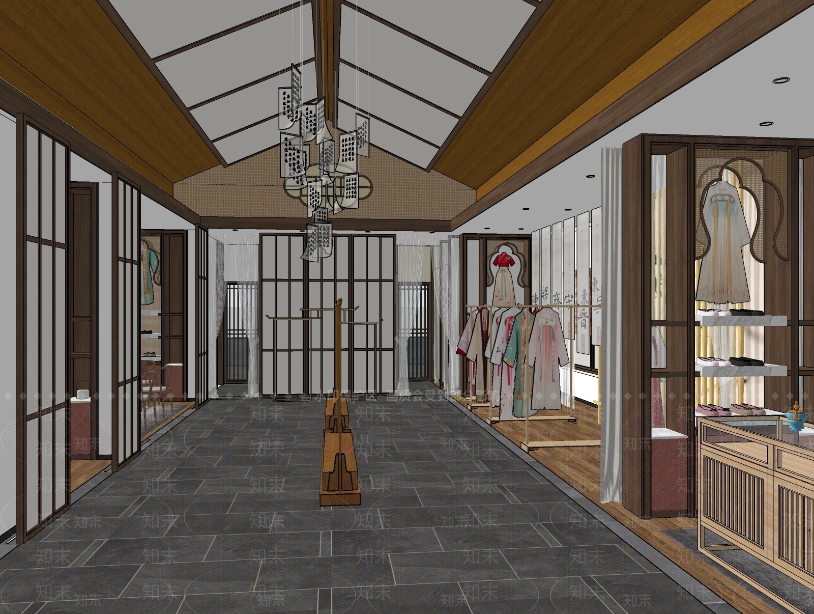 新中式服装店SU模型下载【ID:1181235384】