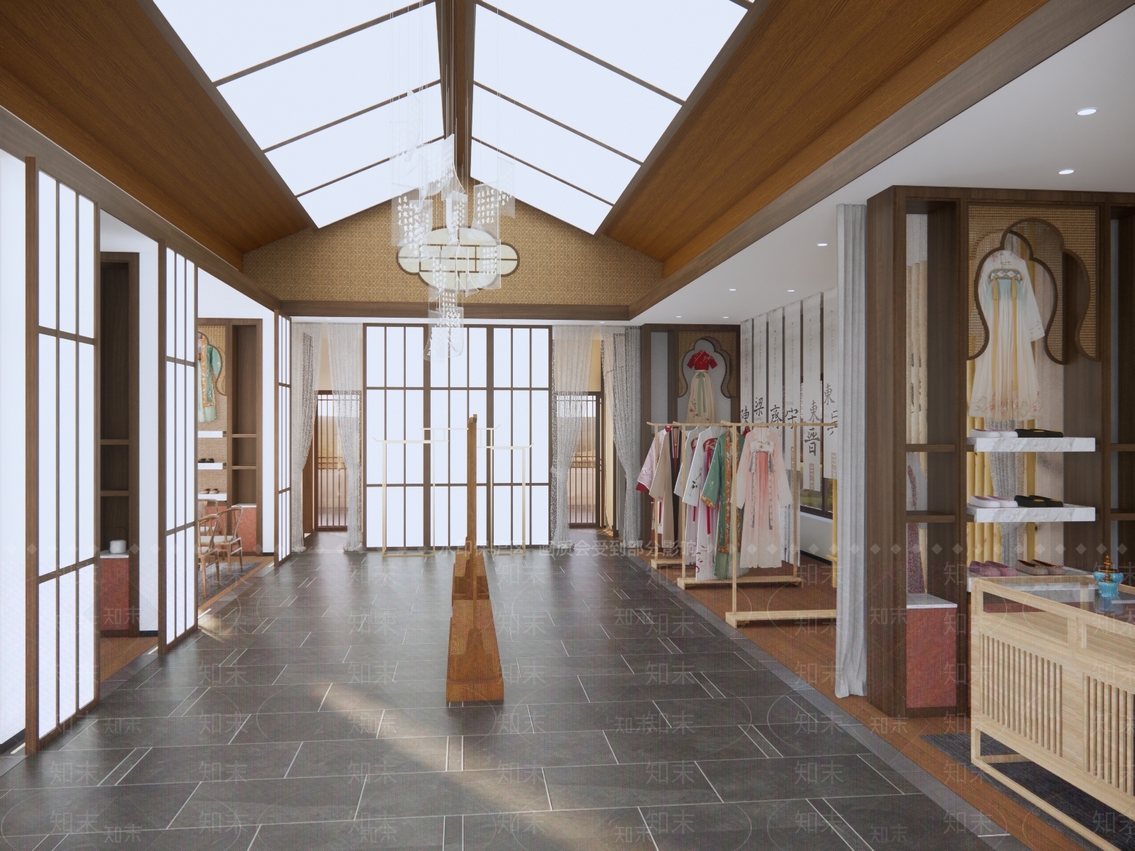 新中式服装店SU模型下载【ID:1181235384】