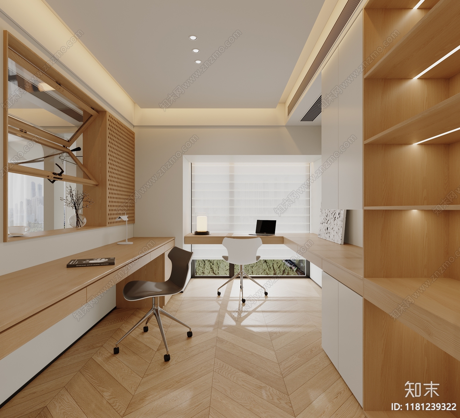 现代原木家居客厅3D模型下载【ID:1181239322】