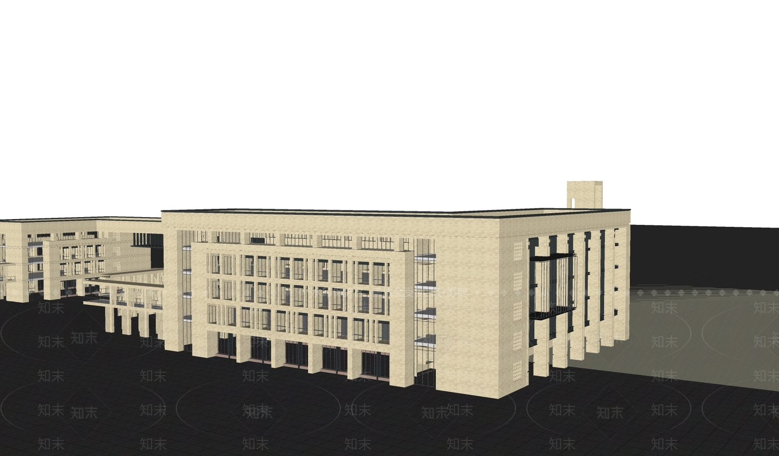 现代极简学校建筑SU模型下载【ID:1181239553】