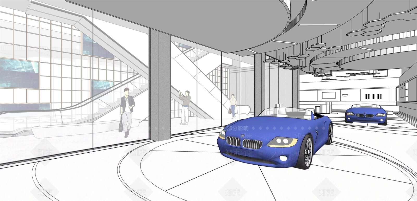 现代汽车4S店SU模型下载【ID:1181240765】