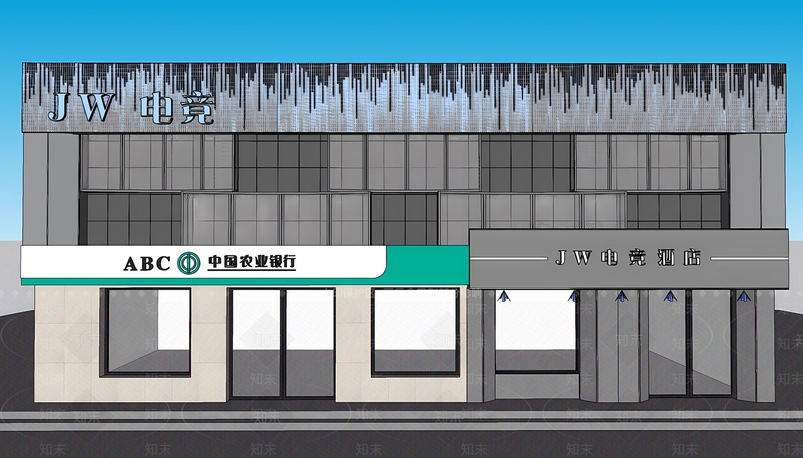 工业现代其他酒店空间SU模型下载【ID:1181241121】