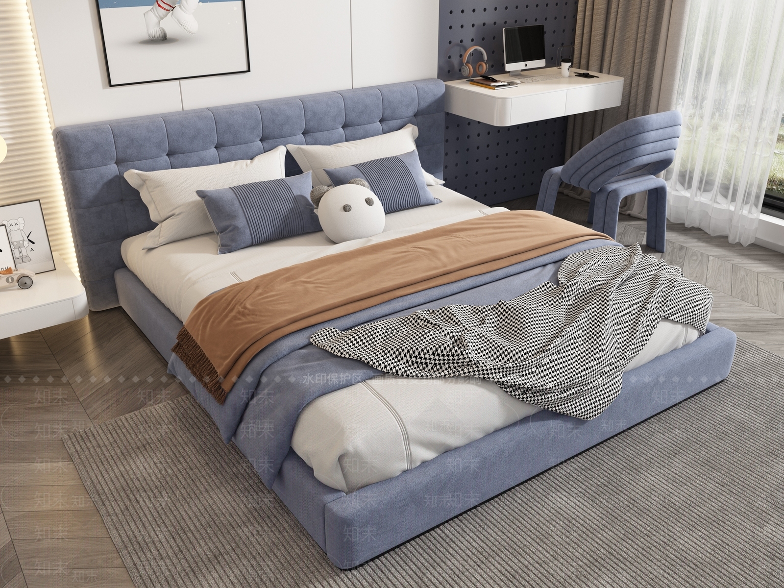 现代儿童床3D模型下载【ID:1181245455】