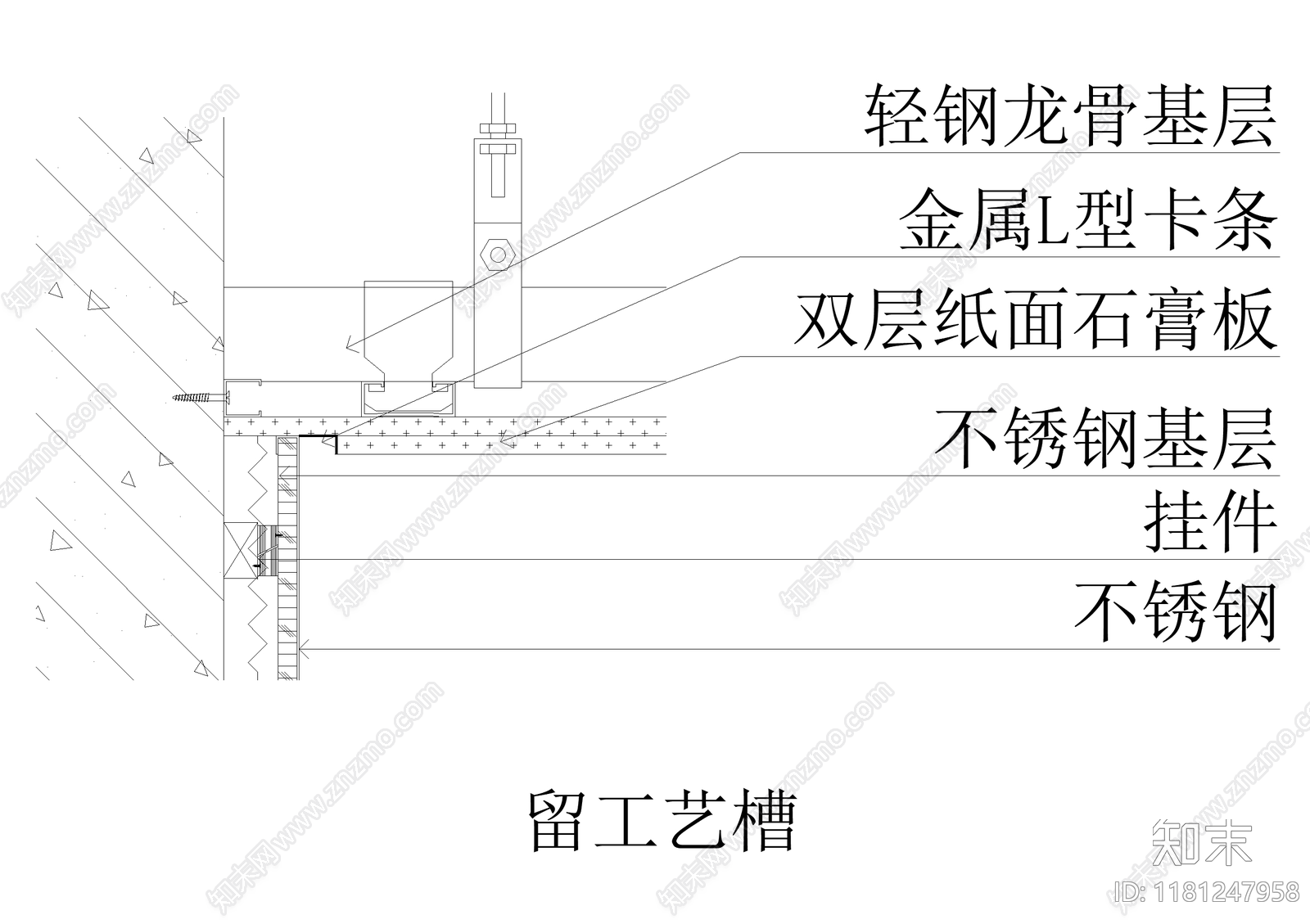 吊顶节点cad施工图下载【ID:1181247958】