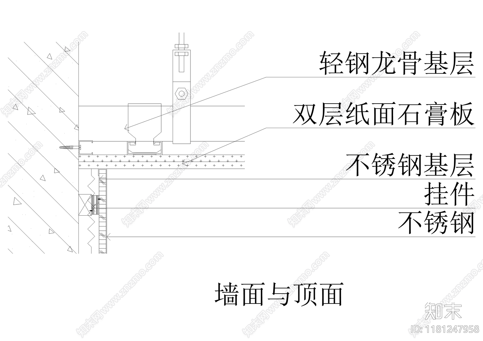 吊顶节点cad施工图下载【ID:1181247958】