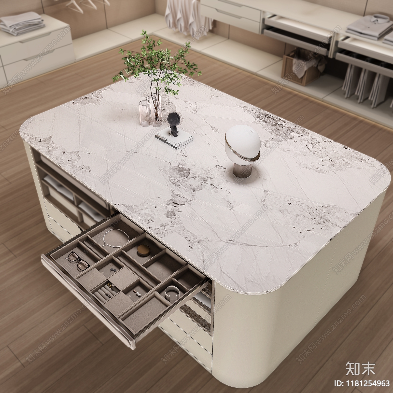 现代新中式衣帽间3D模型下载【ID:1181254963】