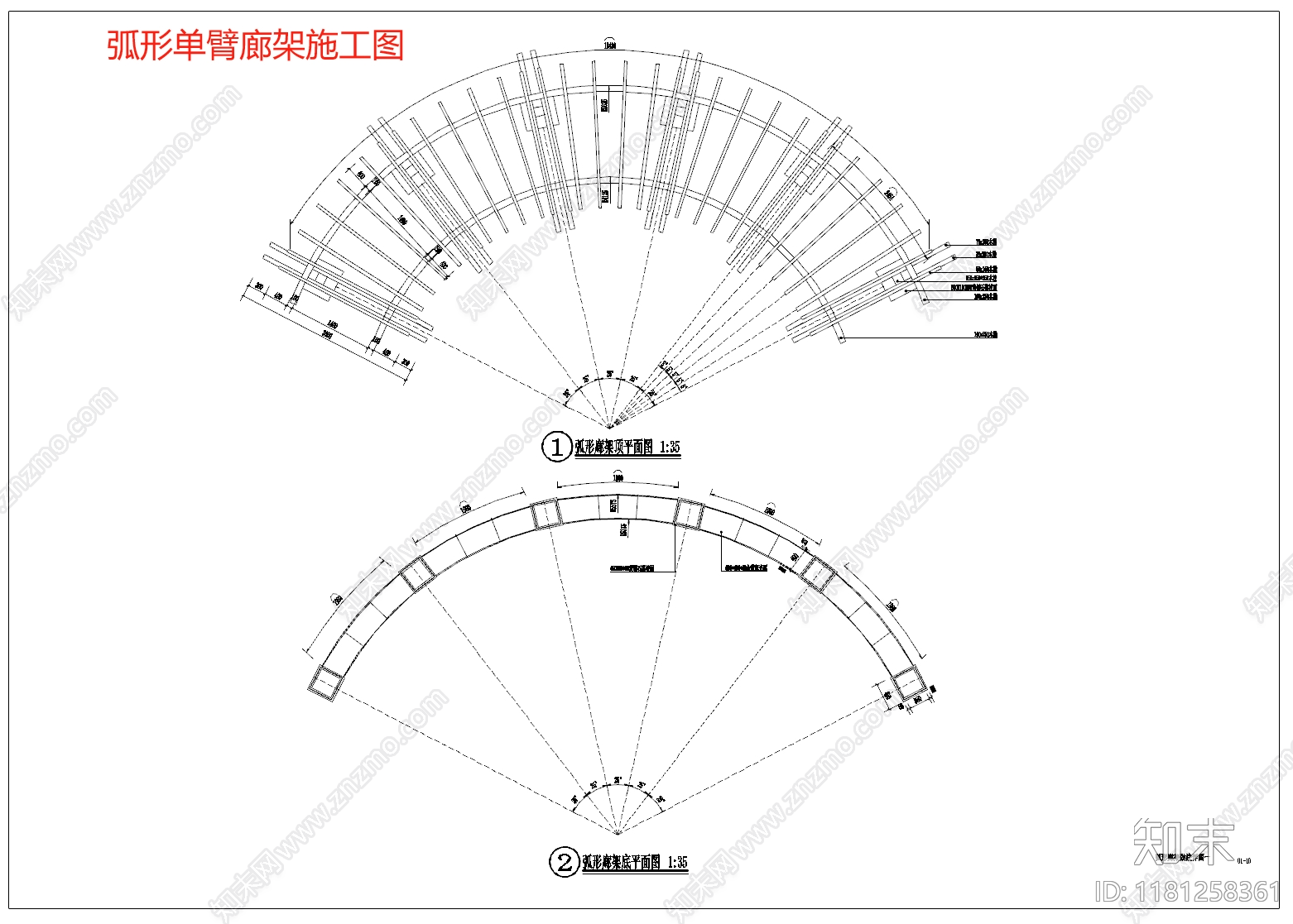 现代欧式廊架施工图下载【ID:1181258361】