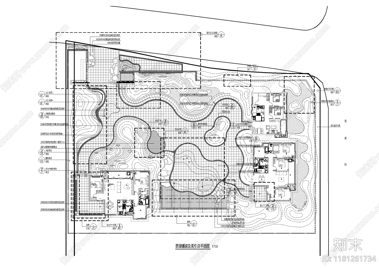 现代新中式示范区景观施工图下载【ID:1181261734】
