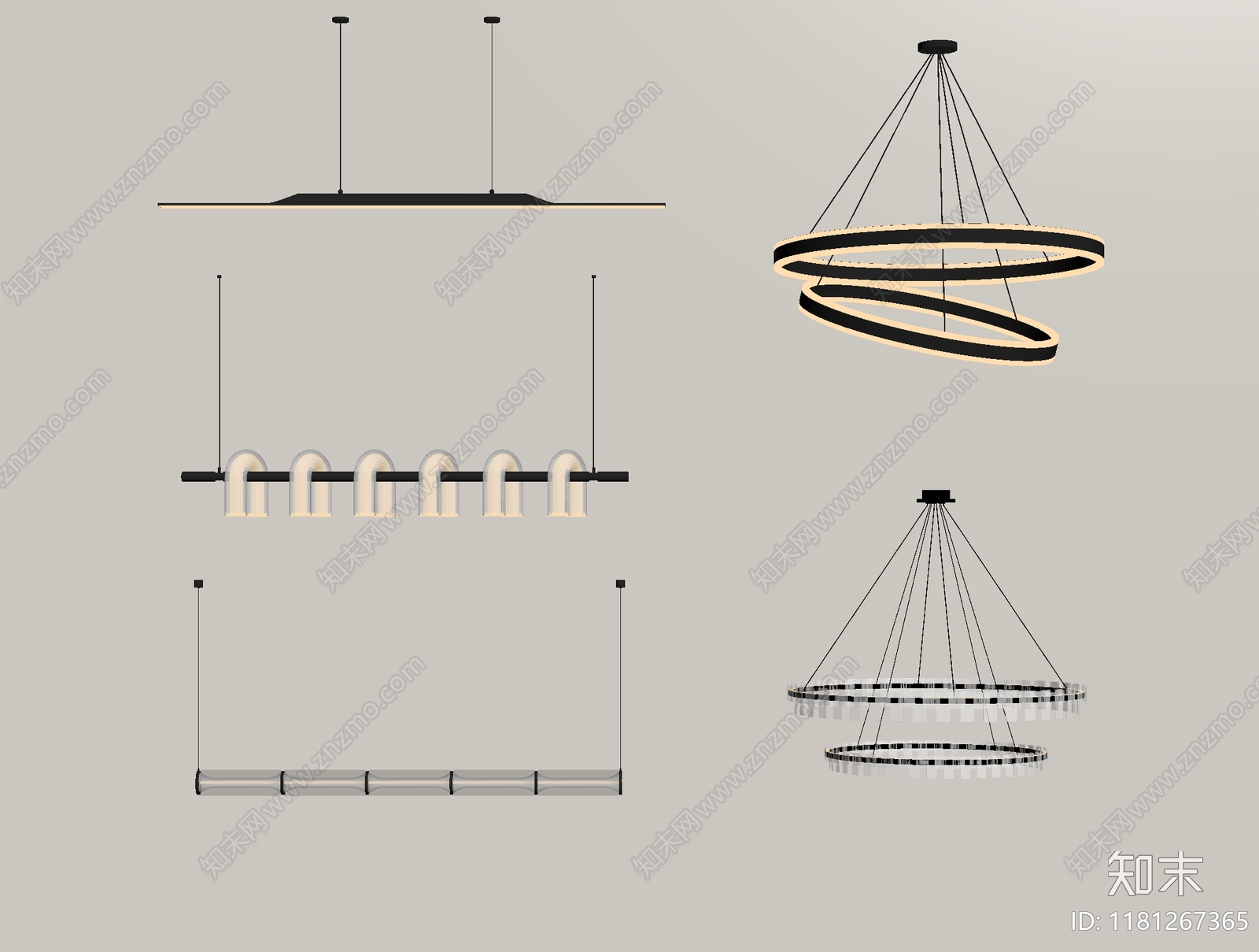 现代吊灯SU模型下载【ID:1181267365】