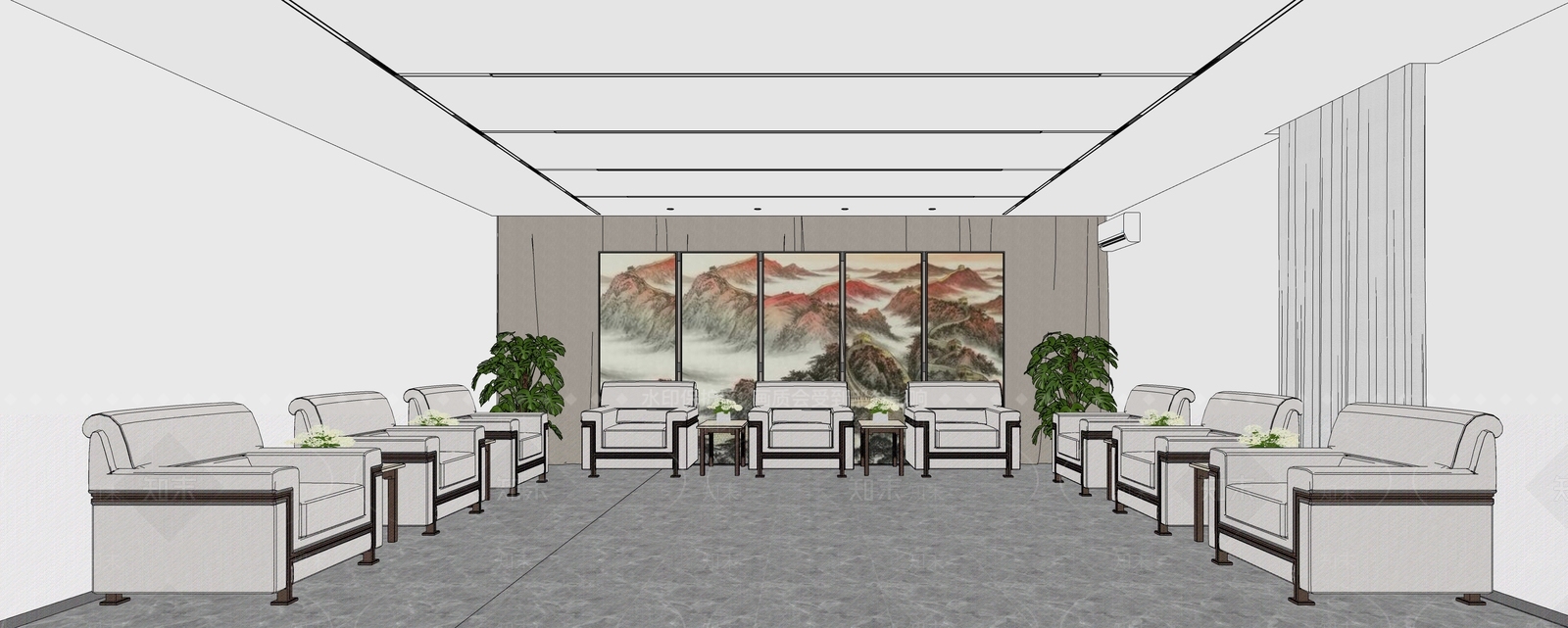 新中式禅意其他办公区域SU模型下载【ID:1181269141】