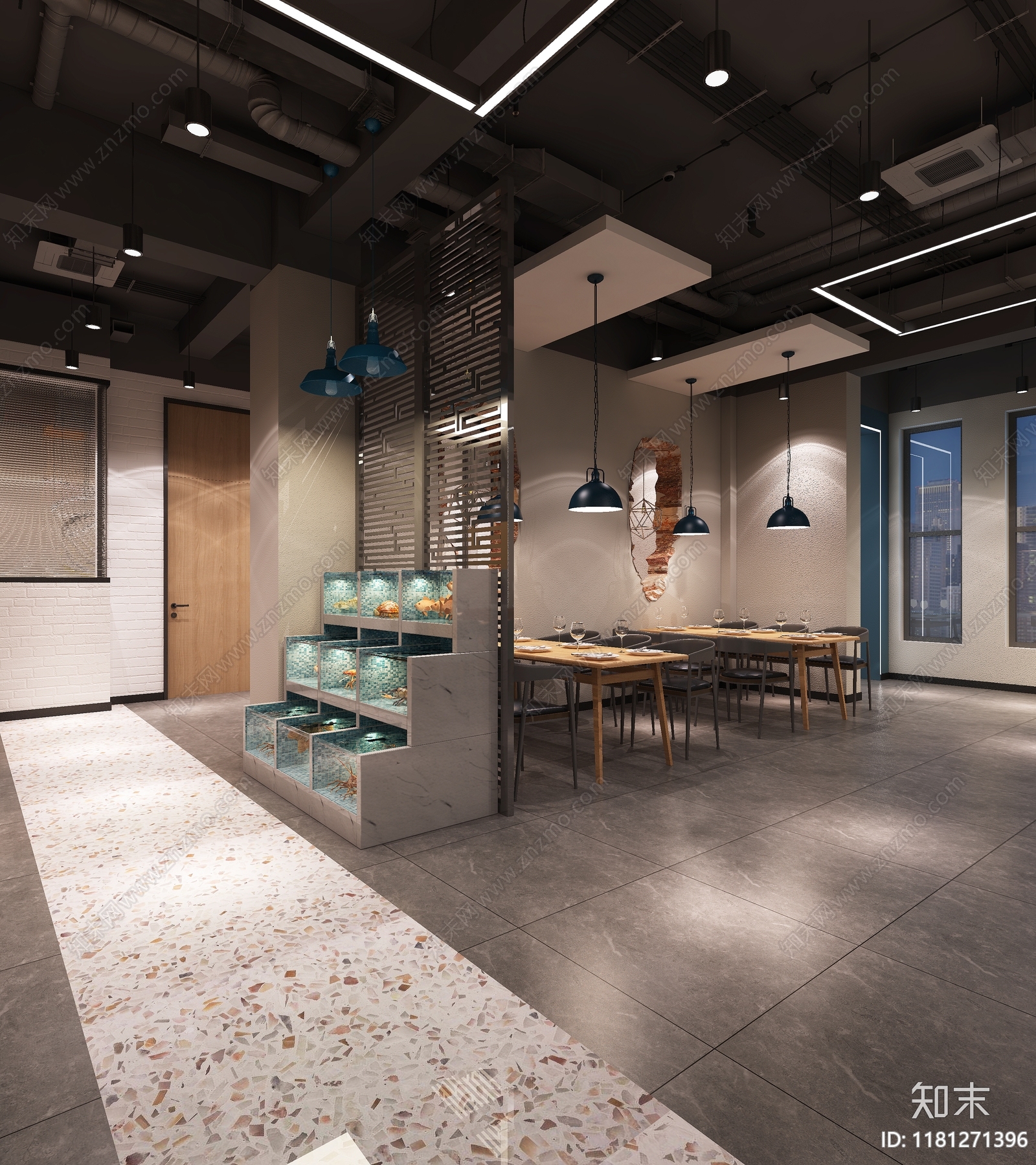 侘寂工业烧烤店3D模型下载【ID:1181271396】