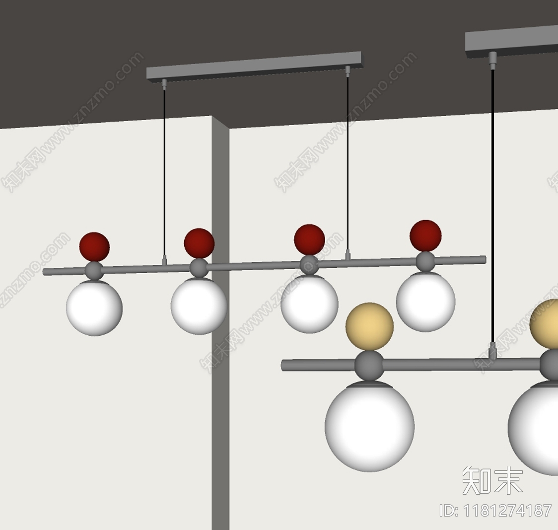 现代奶油吊灯SU模型下载【ID:1181274187】