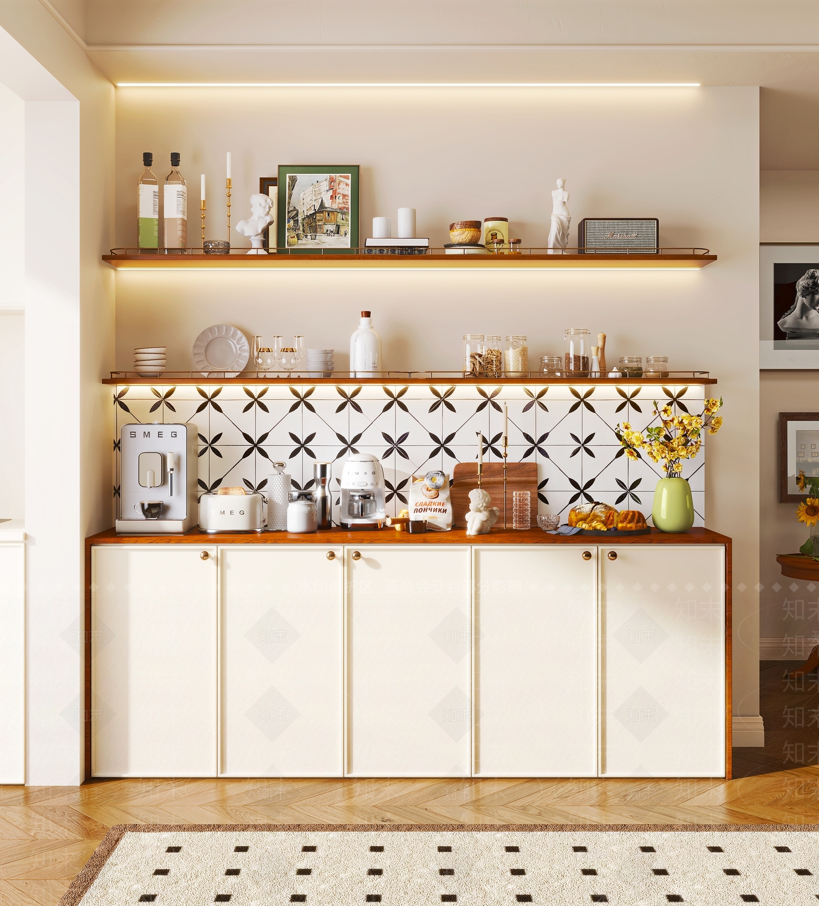 奶油北欧餐边柜3D模型下载【ID:1181283271】