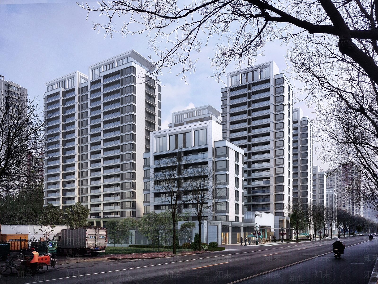 现代高层住宅SU模型下载【ID:1181283233】
