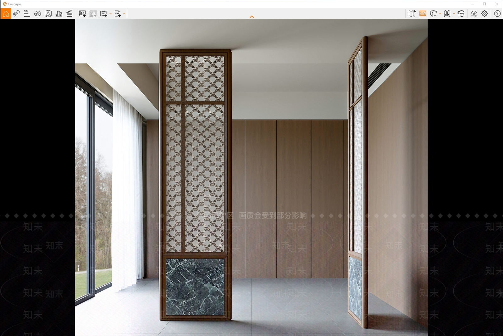 新中式原木屏风SU模型下载【ID:1181284360】