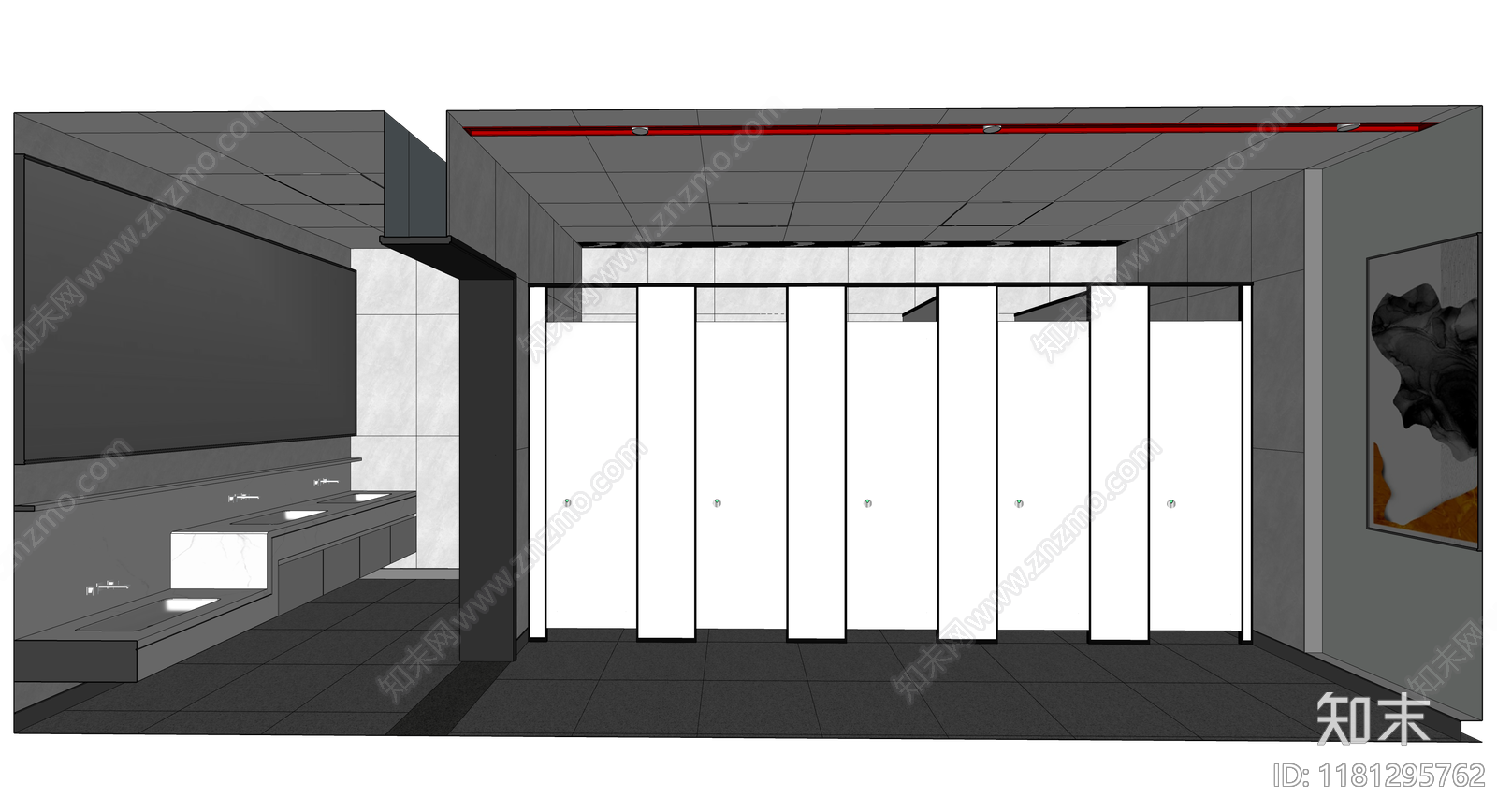 现代简约公共卫生间SU模型下载【ID:1181295762】