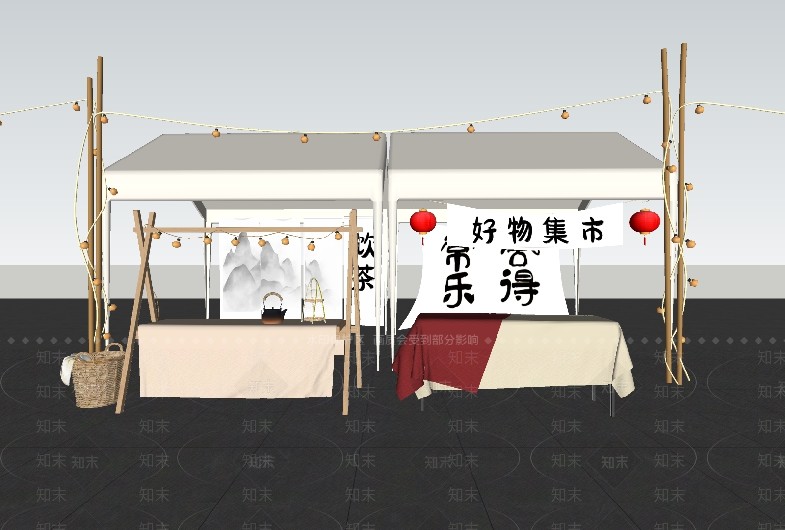 摊位SU模型下载【ID:1181298017】