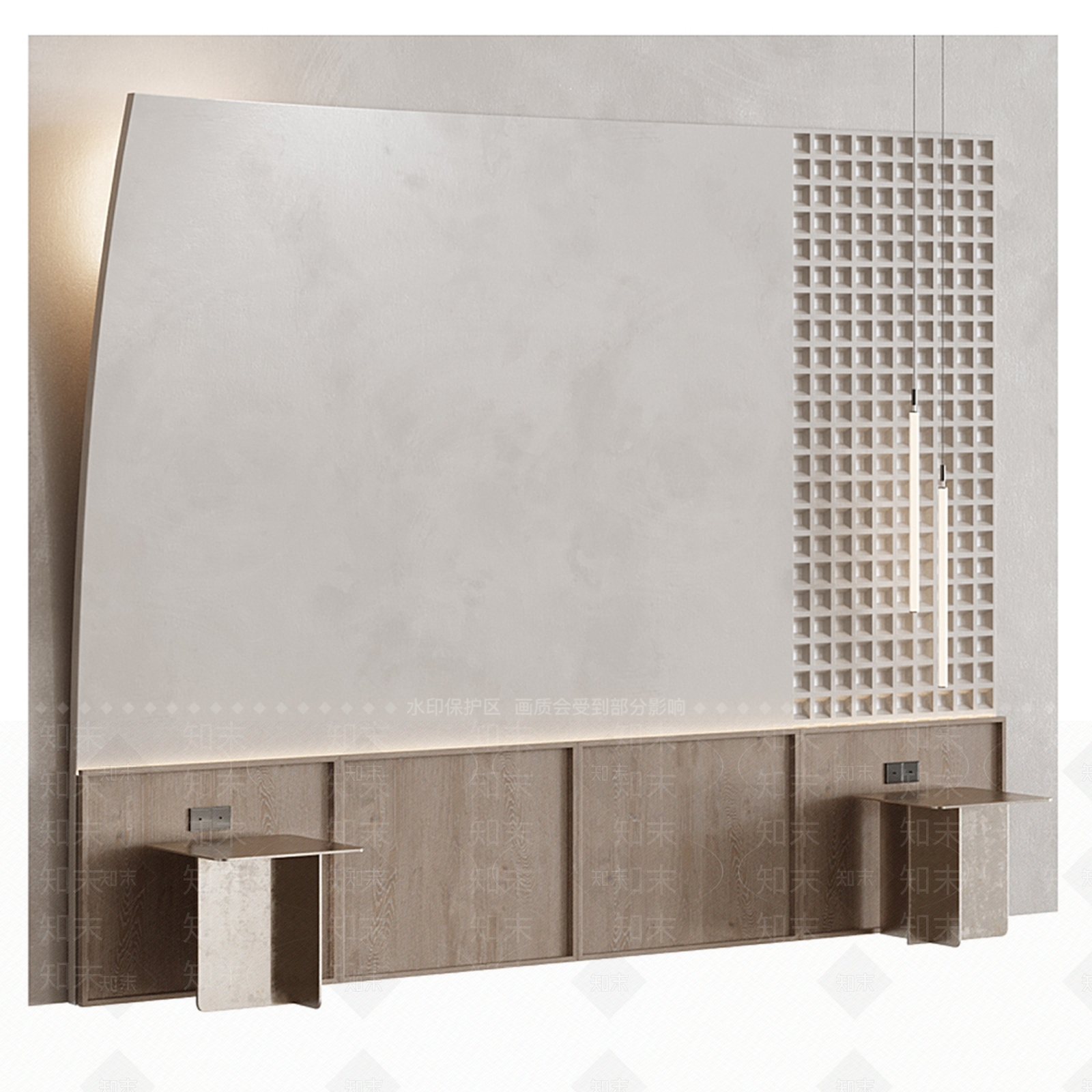 现代卧室背景墙3D模型下载【ID:1181300414】