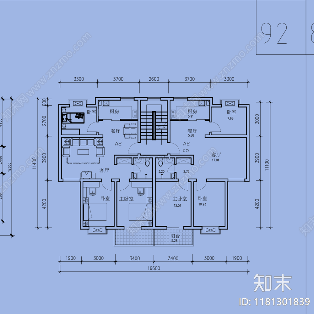 现代简约住宅楼建筑cad施工图下载【ID:1181301839】