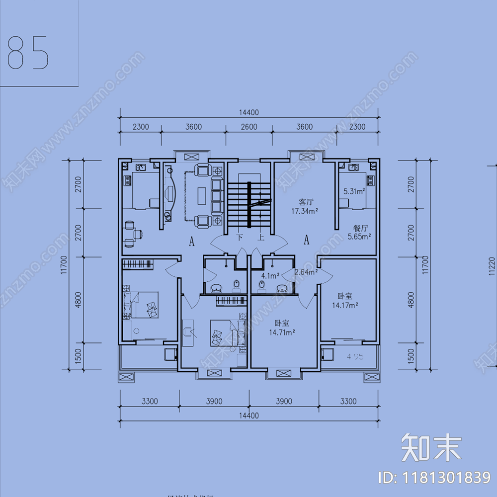 现代简约住宅楼建筑cad施工图下载【ID:1181301839】