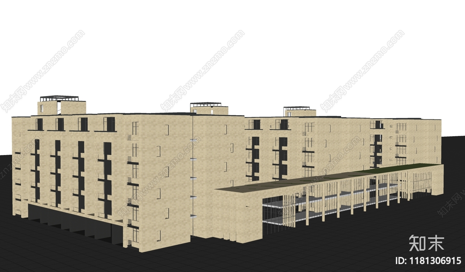 现代极简学校建筑SU模型下载【ID:1181306915】