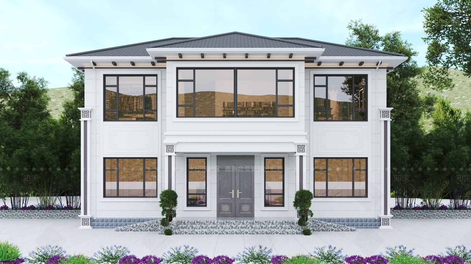新中式中式艺术风格建筑3D模型下载【ID:1181311740】